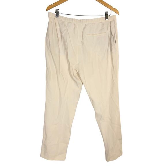 Theory Treeca Pants Crepe Pull On Mid Rise Straight Leg Ankle Trousers Rice 12 - Picture 3 of 9